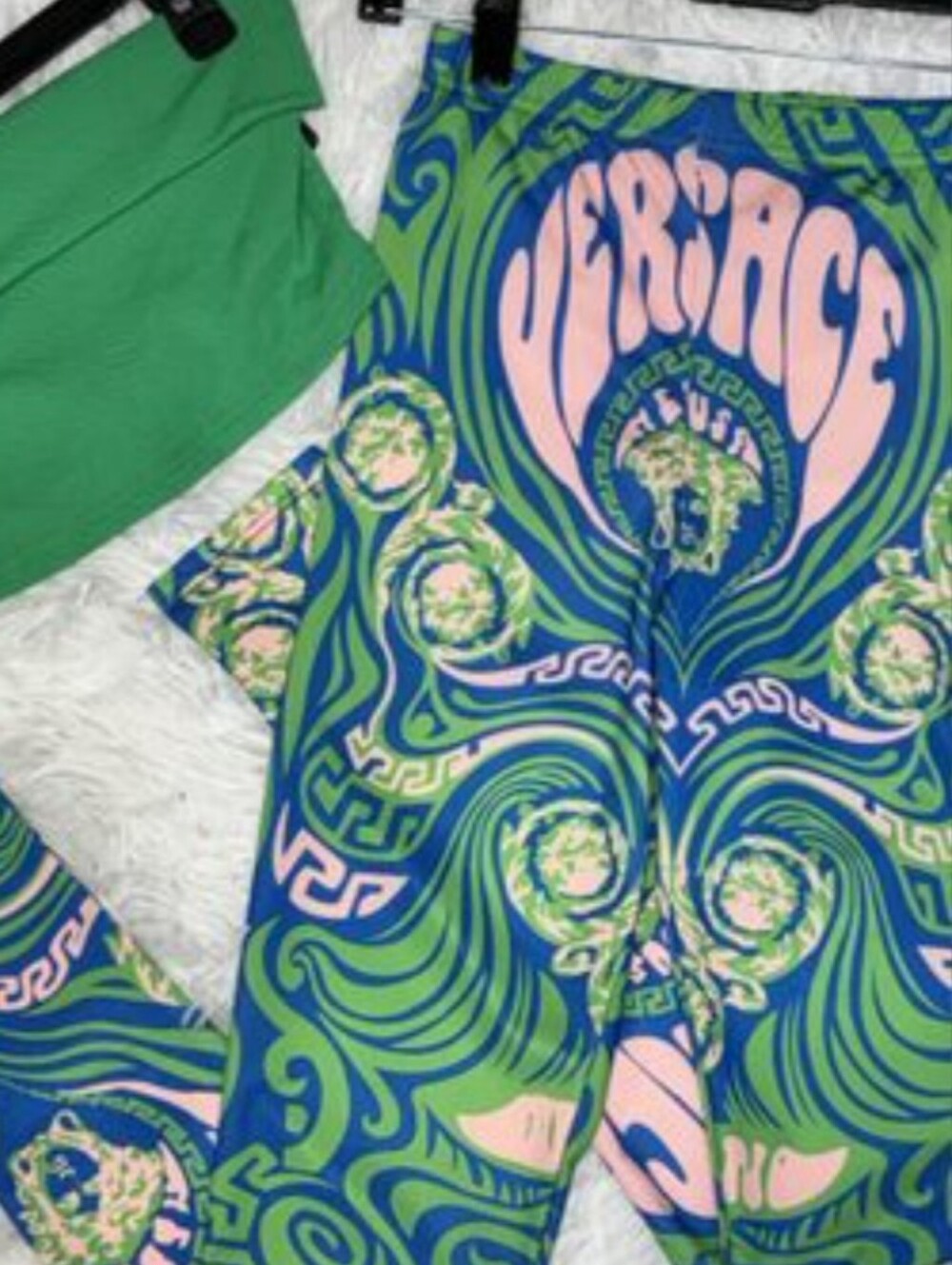 Vibrant Blue & Green Patterned spandex&Tshirt Set🔥🔥 - Picture 7 of 8